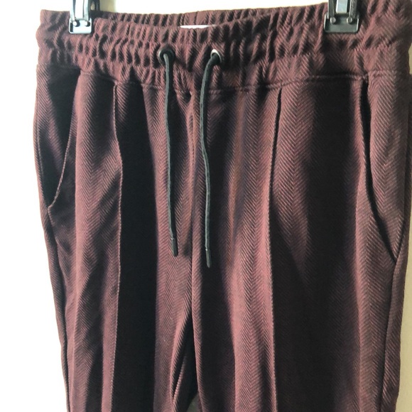 TOPMAN Herringbone Burgandy Joggers - Size Small - Picture 2 of 2